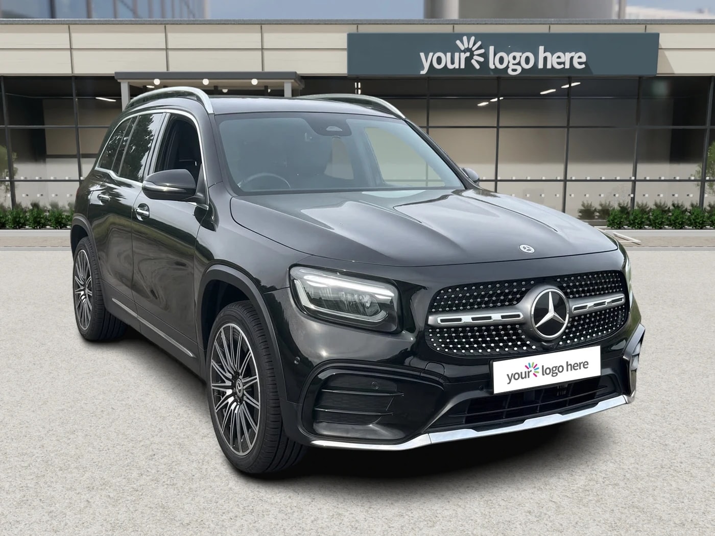 Auto před Scénou Fasáda autosalonu, vytvořila Motuva z fotky z telefonu